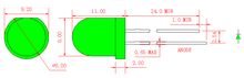 8mm reine grüne runde LED Lampe mit grünem zerstreutem
