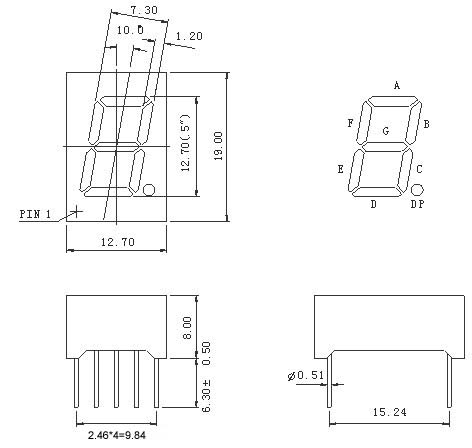 0,5 Zoll 7-Segment-Anzeige