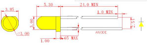 3mm gelbe runde LED Lampe mit gelbem zerstreutem
